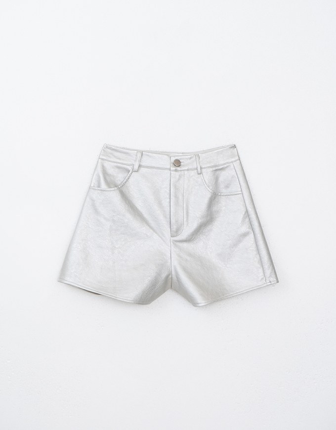 Trendy Faux Leather A Line Shorts