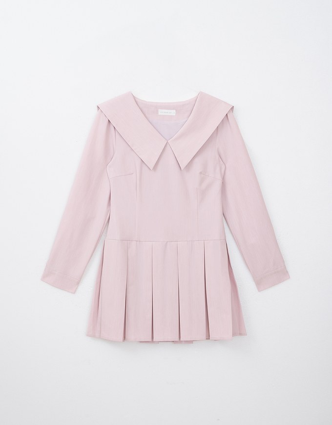 Sailor Collar Pleated Mini Dress