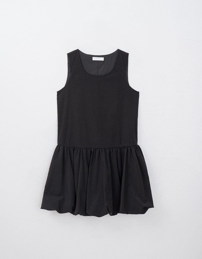 Tank Mini Dress With Puffed Hem