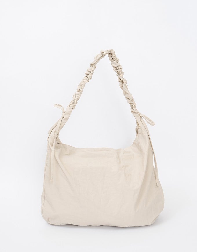 Ruched Ruffle Drawstring Crossbody Bag