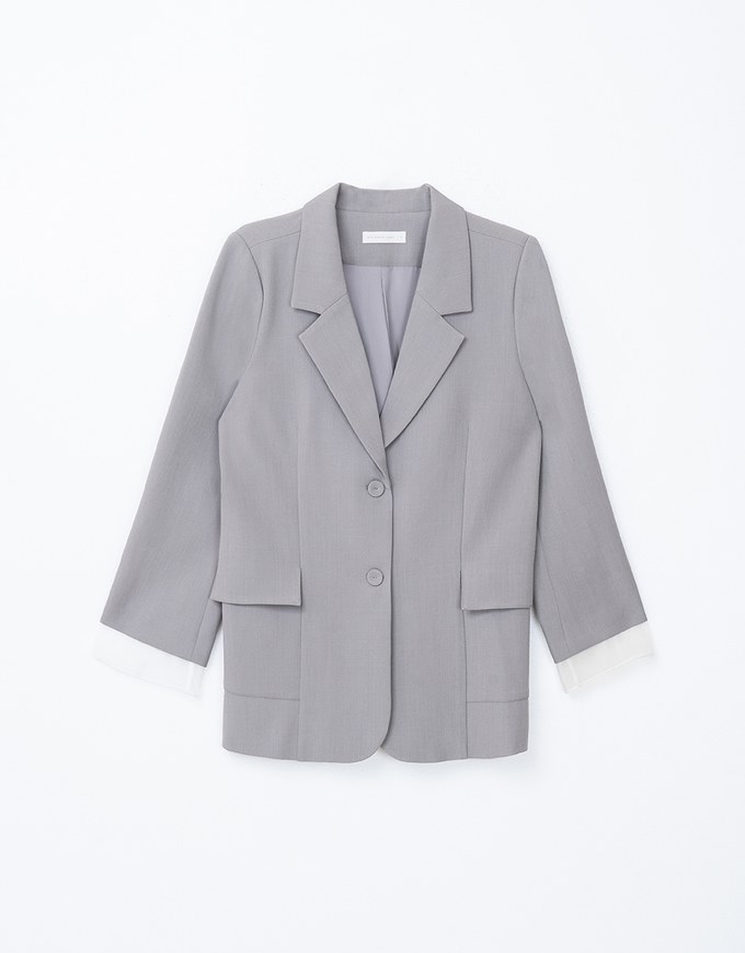 Layered Panel Slit Blazer Jacket (With Shoulder Pads)