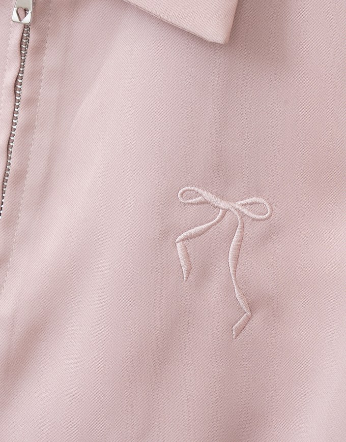 Bow Embroidered Collar Jacket