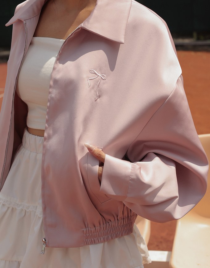 Bow Embroidered Collar Jacket