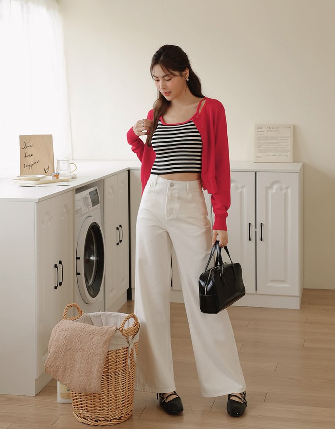 Colorblock Striped Knit Set Wear