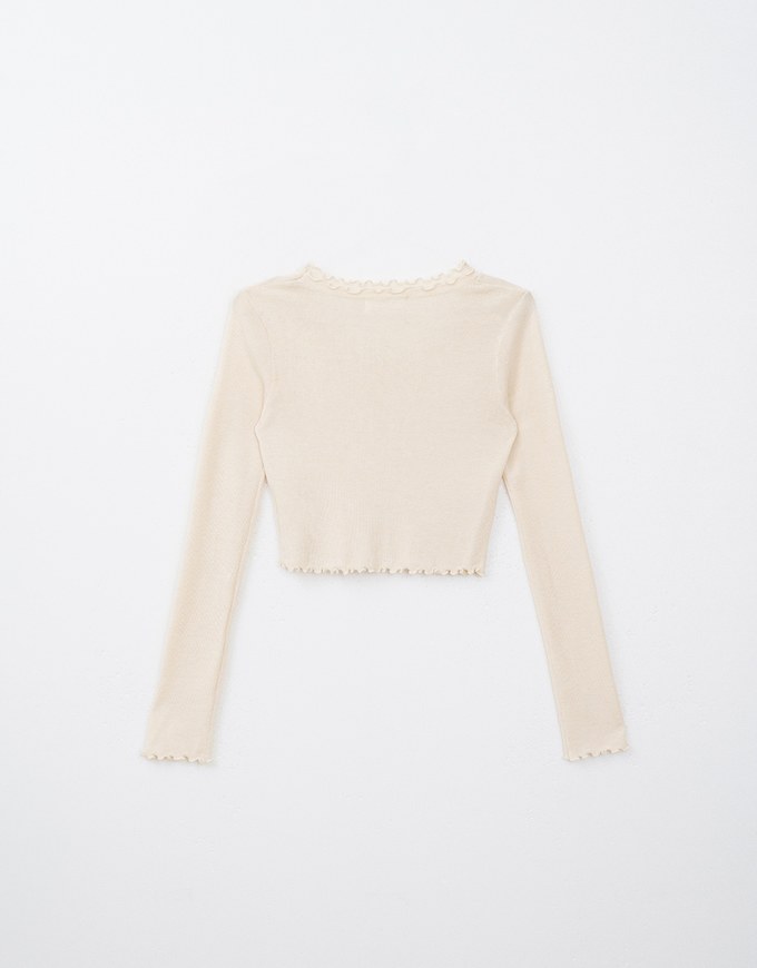 Layered Lettuce Edge Knit Long Sleeve Top