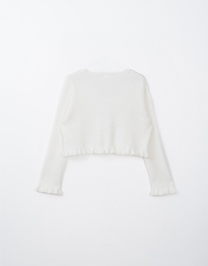 Ruffle Trim Rib Knit Top