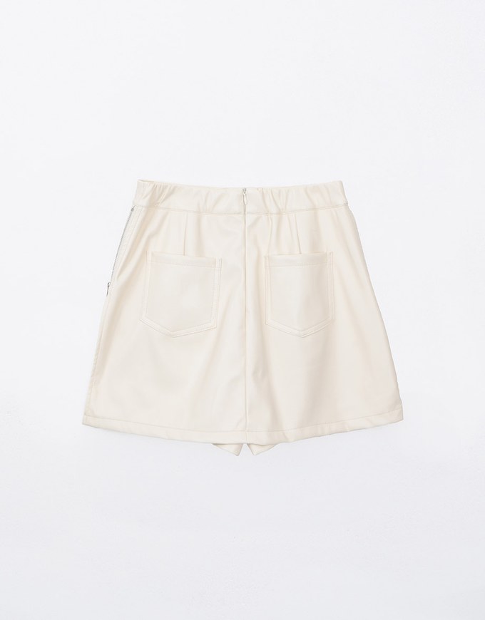 Soft Matte Stretch Faux Leather Zipper Skorts