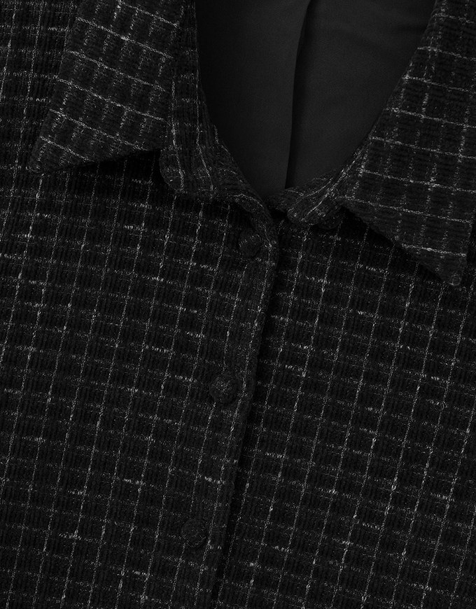 Classic Plaid Wool Long Sleeve Jacket With Collar Design