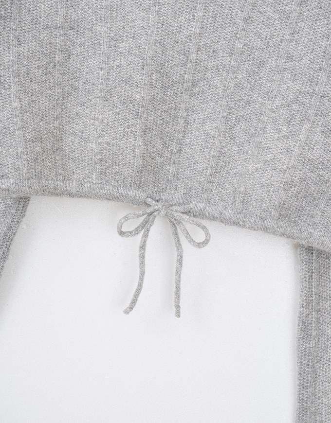 V Neck Drawstring Knit Top