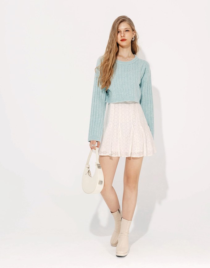 Long Sleeve Soft Knit Cropped Sweater