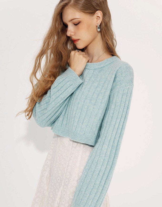 Long Sleeve Soft Knit Cropped Sweater