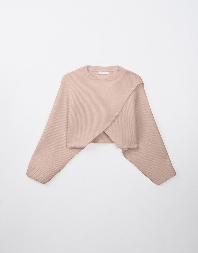 Loose Crossover Asymmetrical Hem Knitted Sweater