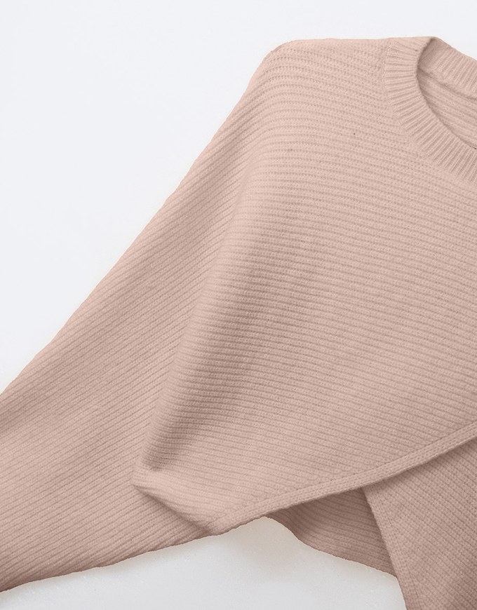 Loose Crossover Asymmetrical Hem Knitted Sweater