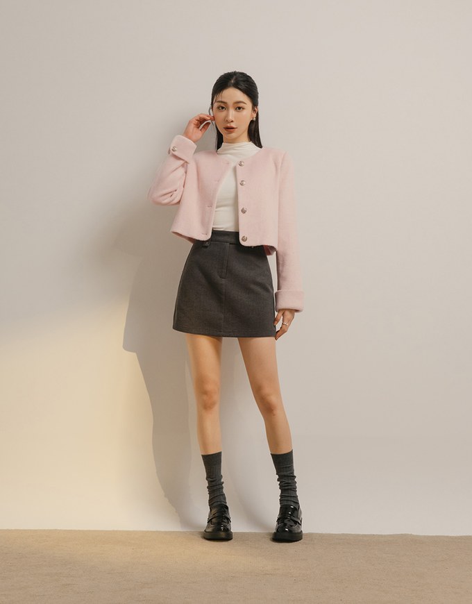 Sophisticated Straight Wool Mini Skirt