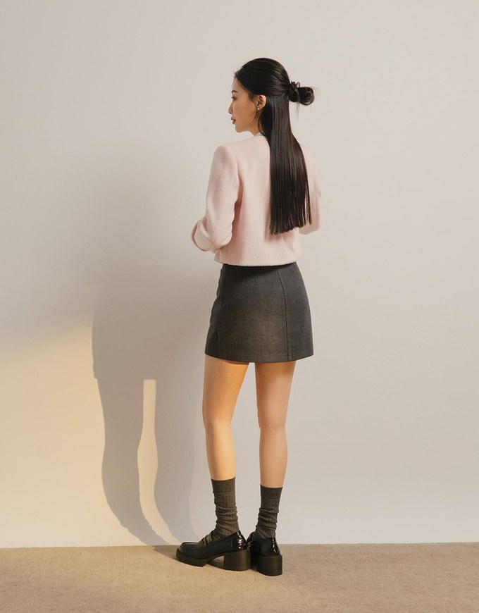 Sophisticated Straight Wool Mini Skirt