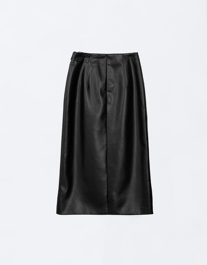 Side Split Faux Leather Skinny Maxi Skirt