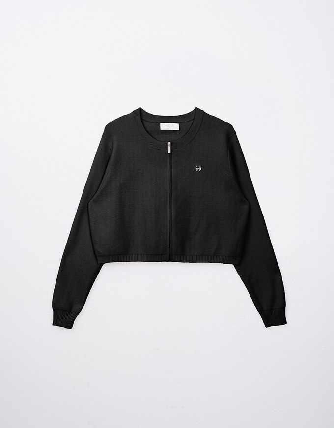 Zipper Knit Long Sleeve Top with Air Space Logo