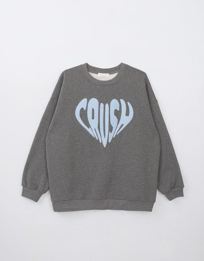 Oversized Letter Embroidered Crew Neck Sweater