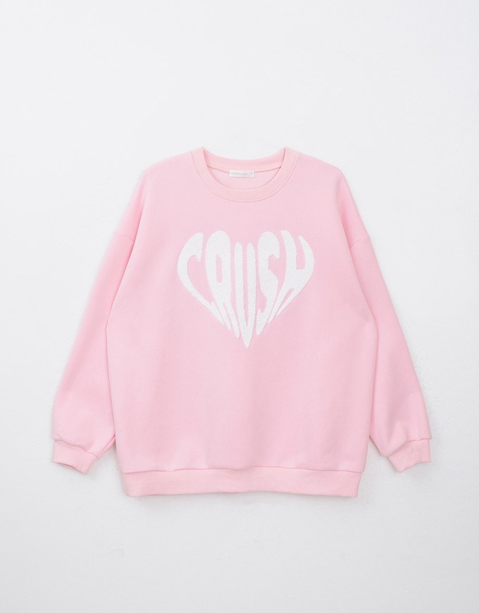 Oversized Letter Embroidered Crew Neck Sweater