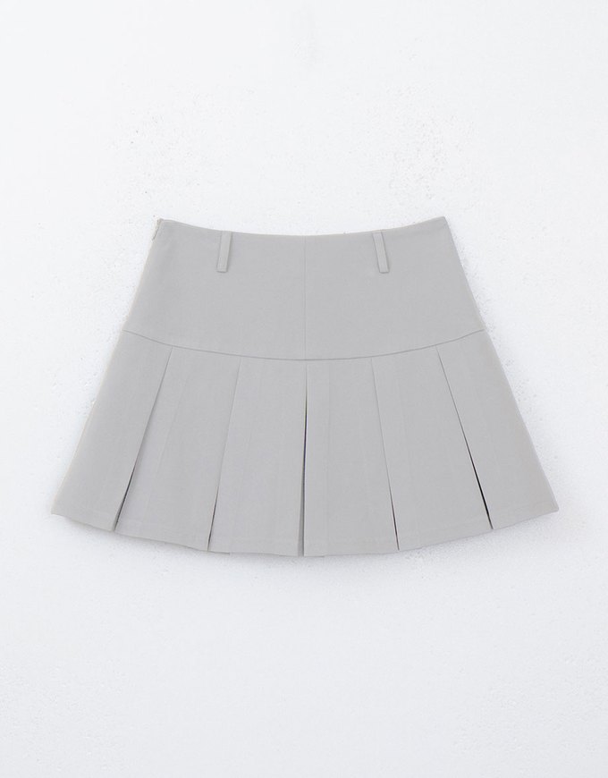 Wide Waist Pleated Suit Skirt