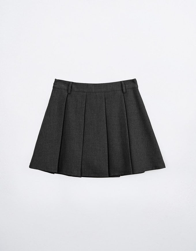 Classic Plain Pleated A Line Mini Skirt