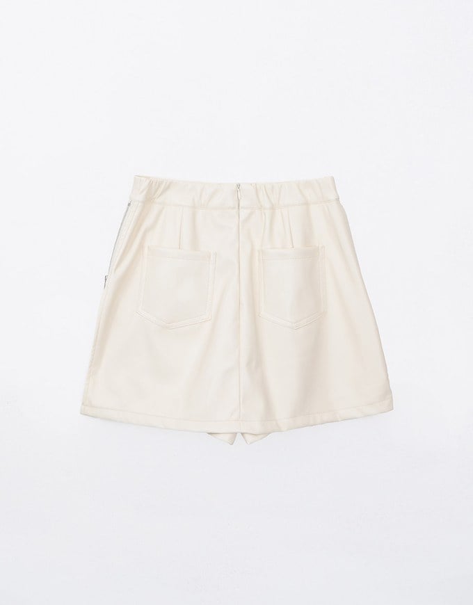 Soft Matte Stretch Faux Leather Zipper Skort