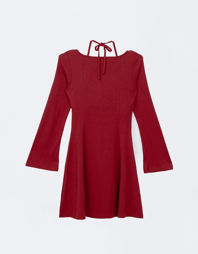 Spaghetti Strap Crisscross Long Sleeve Padded Mini Dress