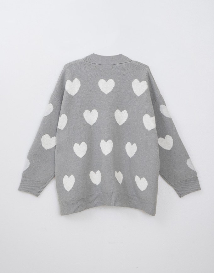 Heart Embroidered Knit Cardigan