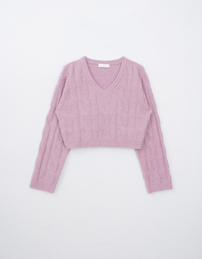 Classic V Neck Cable Knit Sweater