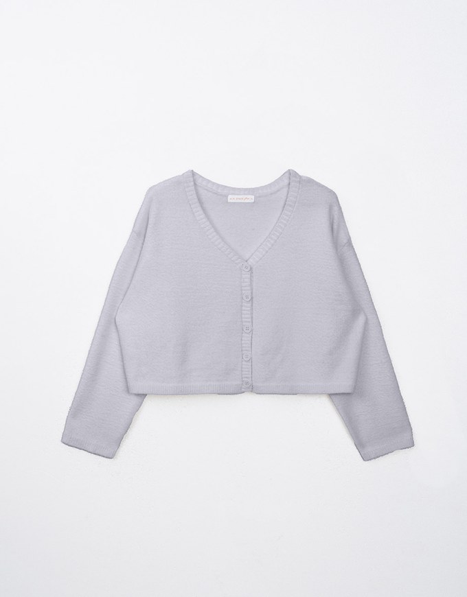 Long Sleeve V Neck Wool Blend Button Up Knitted Top