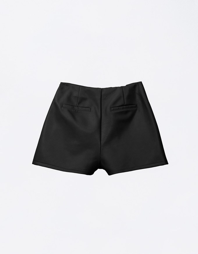 Asymmetric Faux Leather A Line Skort