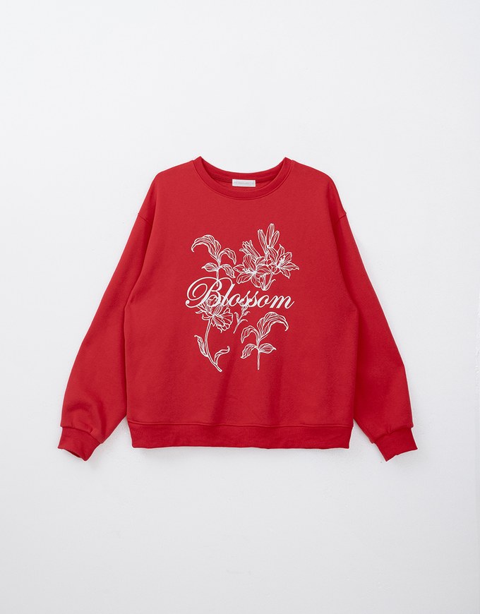 Fleece Lined Blossom Graphic Sweatshirt