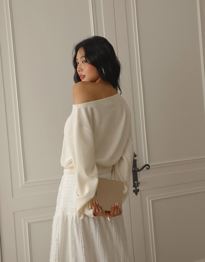 2 Way Oversized Knit Long Sleeve Shirt