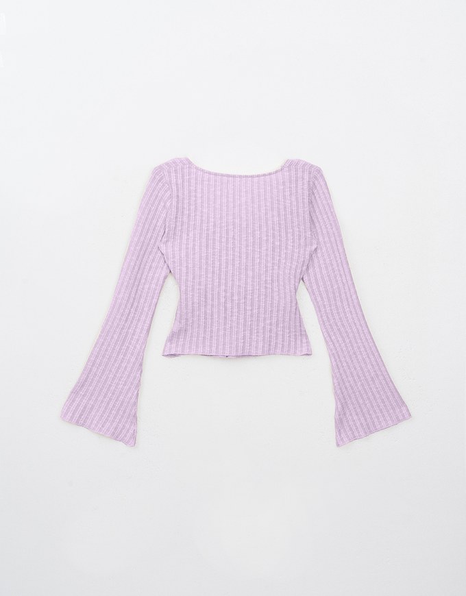 Square Neck Ruffle Flared Knit Top