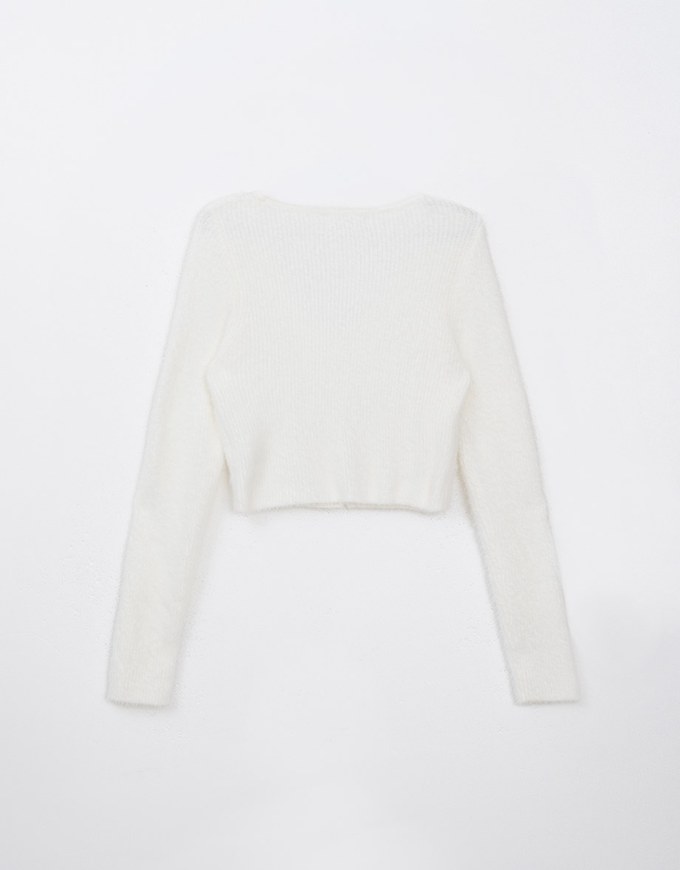 Mohair V Neck Slit Sweater