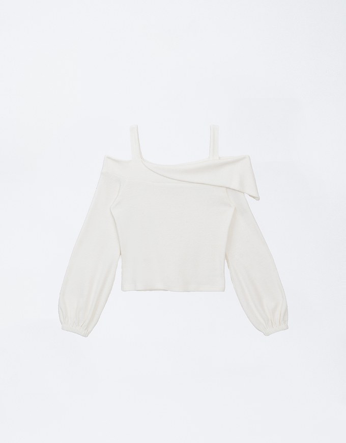 Brushed Cut Out Shoulder Top