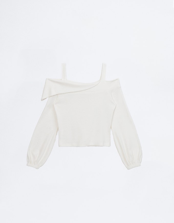 Brushed Cut Out Shoulder Top