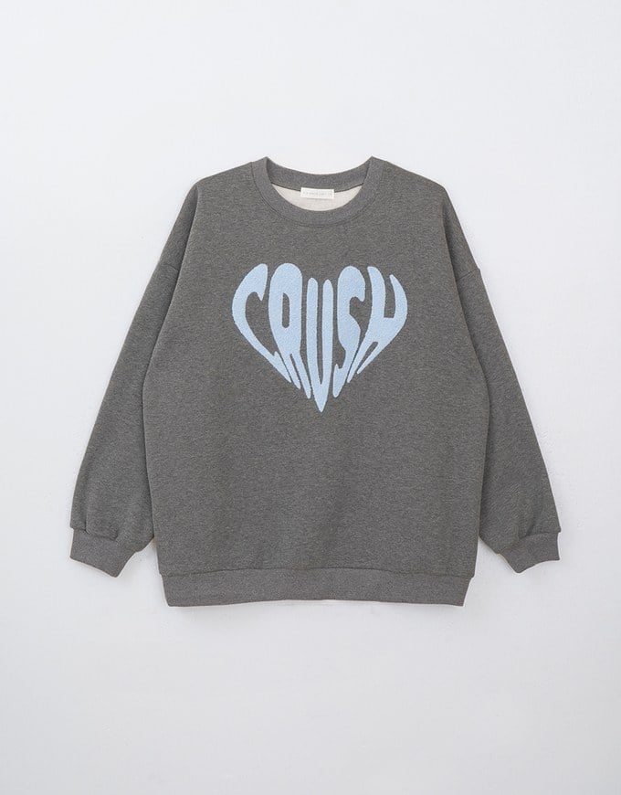 Oversized Letter Embroidered Crew Neck Sweater