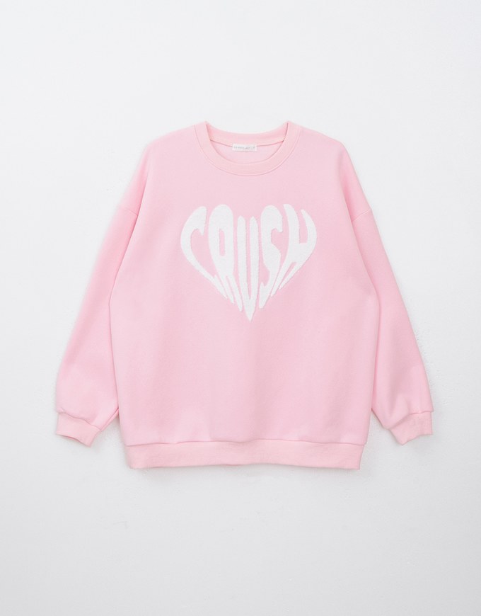 Oversized Letter Embroidered Crew Neck Sweater