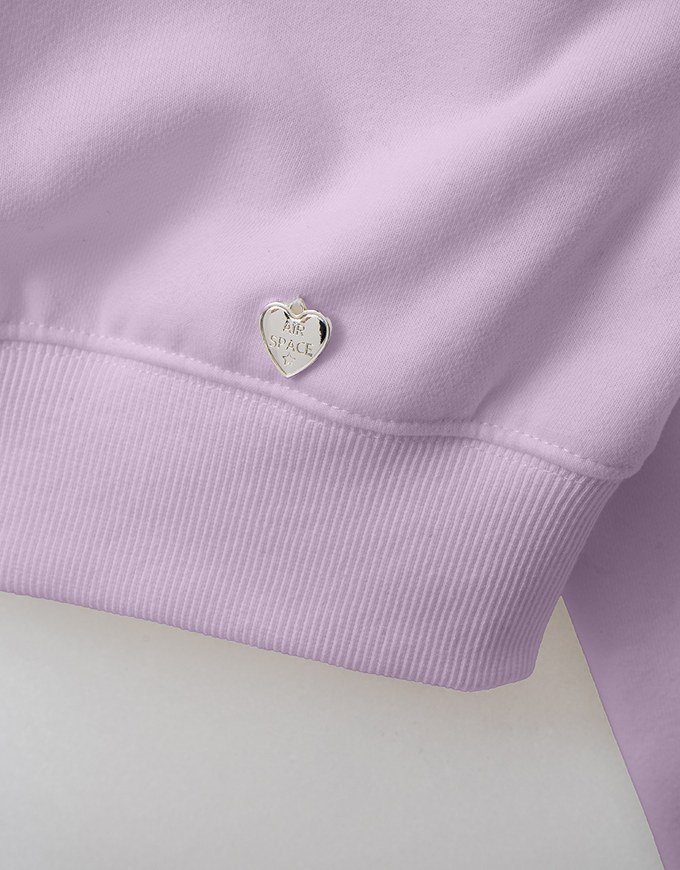 Air Space Logo Heart Embellished Brushed Fleece Top