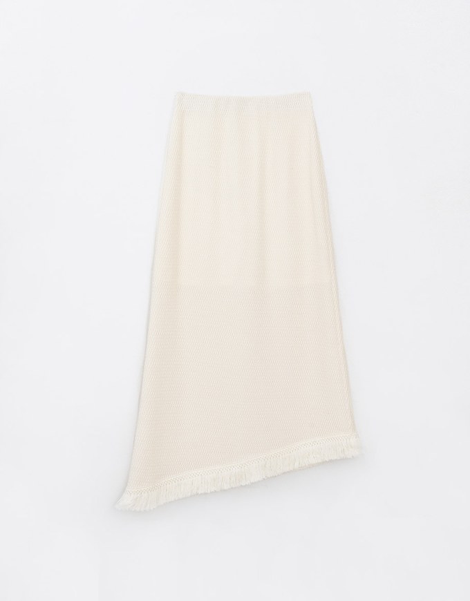 Casual Woven Long Skirt With Fringe Hem Design