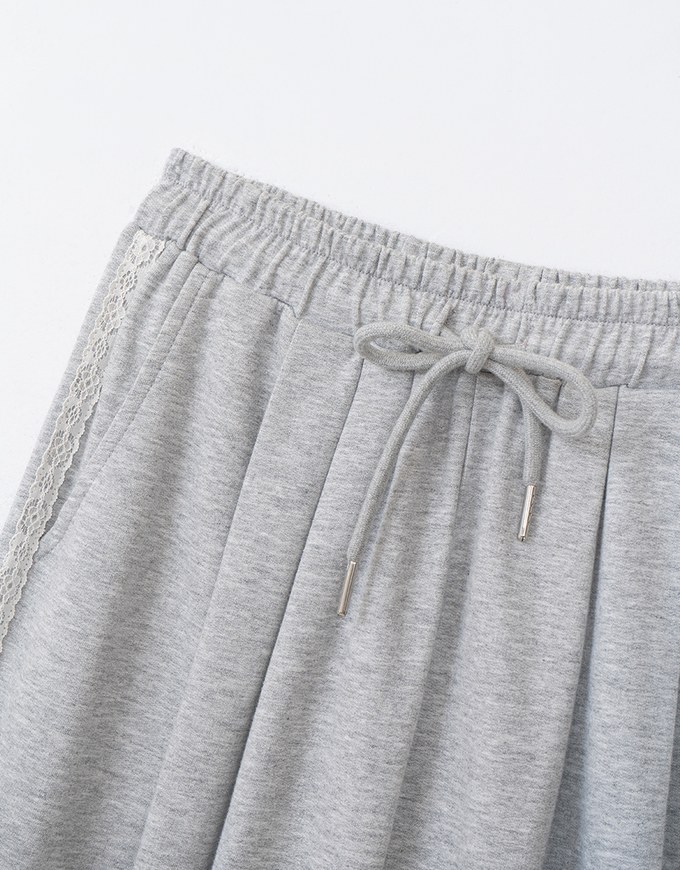 Side Lace Drawstring Sweat Long Pants