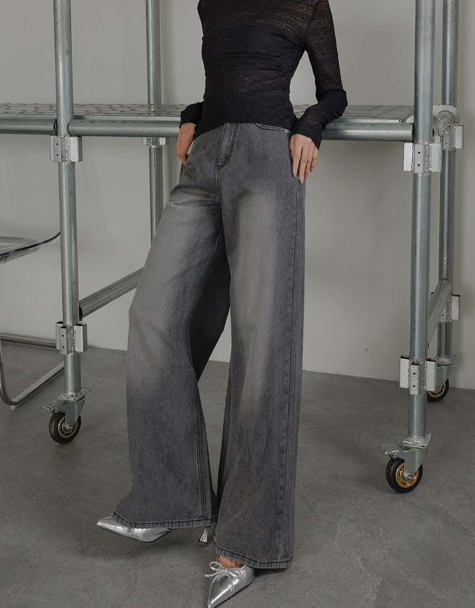 Classic Jeans Denim High Waist Wide Pants Culottes