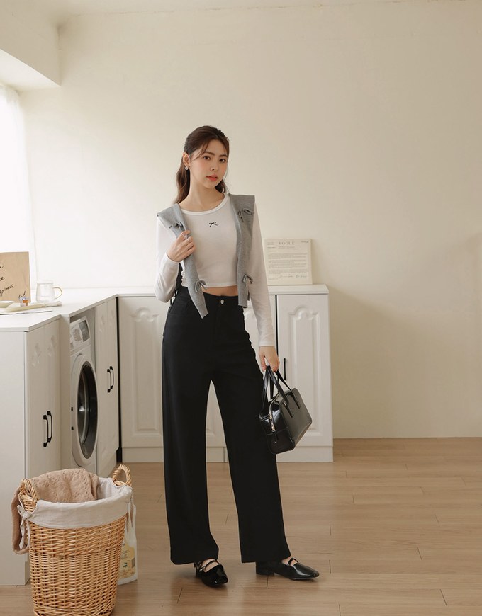 Classic Distressed High Waisted Wide Pants Culottes