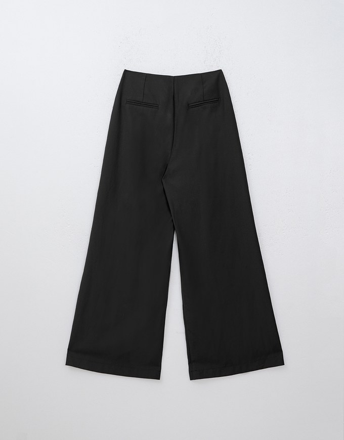 Hidden Placket Pleated Suit High Waist Wide Pants Culottes