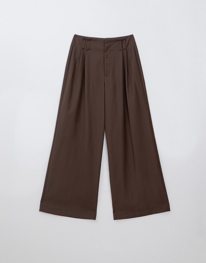 Hidden Placket Pleated Suit High Waist Wide Pants Culottes