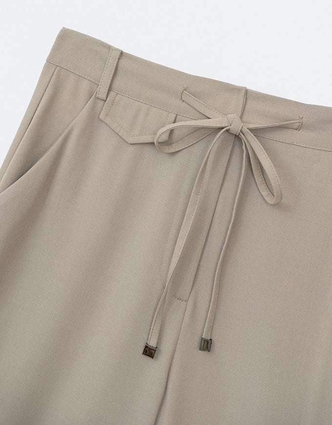 Hidden Placket Lightweight Drawstring High Waisted Wide Pants Culottes