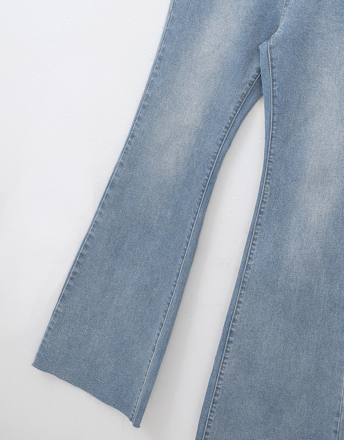 Vintage Washed High Waist Jeans Denim Flare Pants