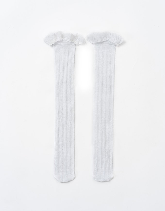 Korean Lace Trim Knee High Socks