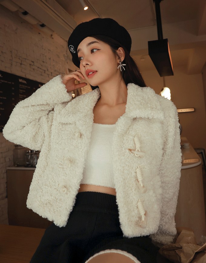 Collar Fluffy Faux Fur Jacket